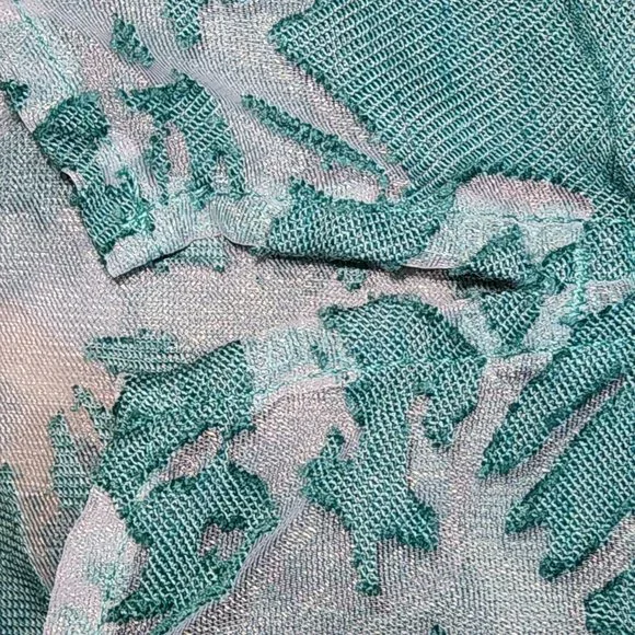 Cut Loose Round Neck Teal Sheer Button Front Jacket sz XL - Picture 7 of 12